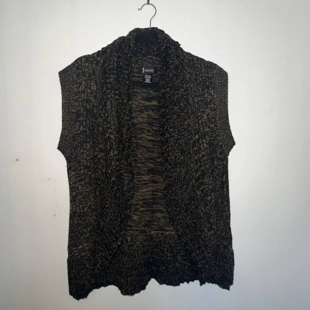 Jenny Sweater Vest Modern Stylish Black &‎ Brown Size 2X (Fits Like 1X)